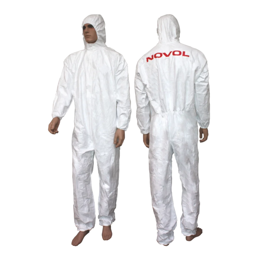 2.1 PROTECTIE PERSONALA - Combinezon protectie, alb, poliester cu gluga, Novol 39400, protejaza impotriva substanțelor chimice