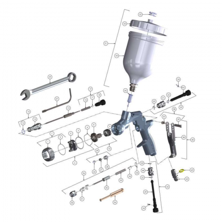 Pistol de vopsit DeVilbiss Advance HD Conventional, cupa plastic 560 ml, duza la alegere, consum aer de la 339 l/min [1]