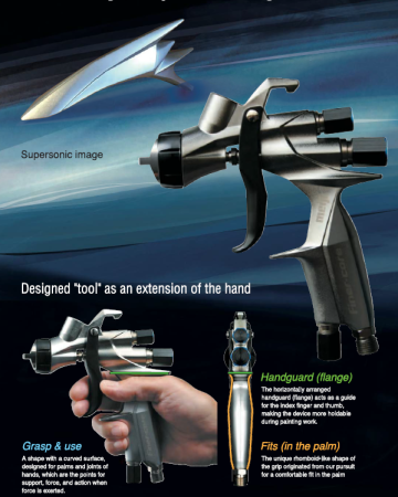 Pistol de vopsit, Meiji Finer-Core, cupa plastic 600 ml, duza 1.3 mm, consum aer incepand cu 300 l/min [1]