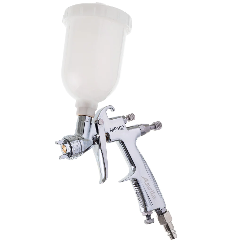 Pistoale retus - Pistol de vopsit pentru retus, Auarita MP-102, cana plastic 250 ml, duza 0.8 mm, consum aer 113-170 l/min