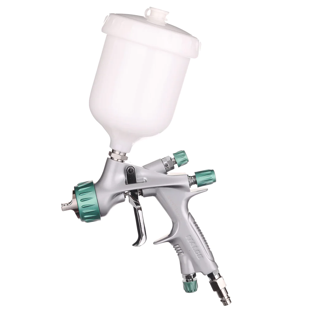1. PISTOALE VOPSIT - Pistol de vopsit pentru retus, Italco Mini Shine, cana plastic 250 ml, duza la alegere, consum aer 140-190 l/min