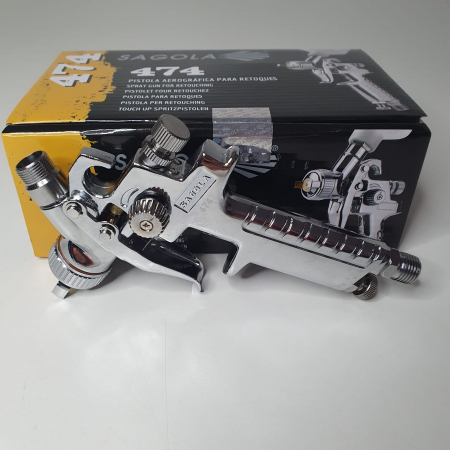 Pistol de vopsit pentru retus, Sagola Spray Gun 474, cupa plastic 125 ml, consum aer de la 70 l/min [2]