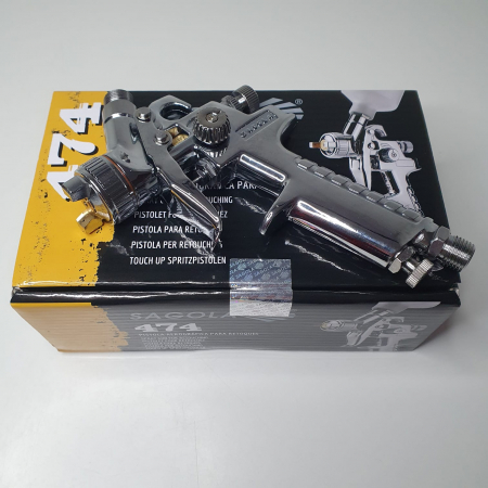 Pistol de vopsit pentru retus, Sagola Spray Gun 474, cupa plastic 125 ml, consum aer de la 70 l/min [7]