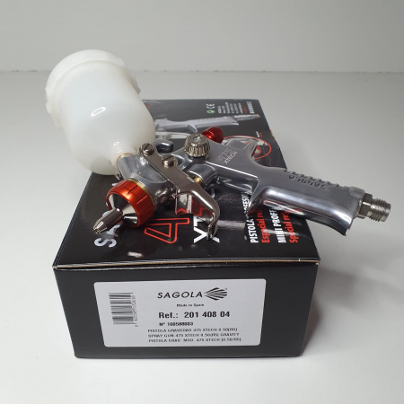 Pistol de vopsit pentru retus, Sagola Spray Gun 475 XTECH R5, cupa plastic 125 ml, duza 0.5 mm, consum aer 100 l/min [5]