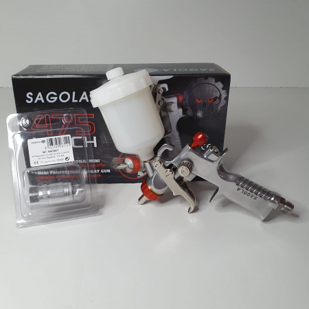 Pistol de vopsit pentru retus, Sagola Spray Gun 475 XTECH R5, cupa plastic 125 ml, duza 0.5 mm, consum aer 100 l/min [4]