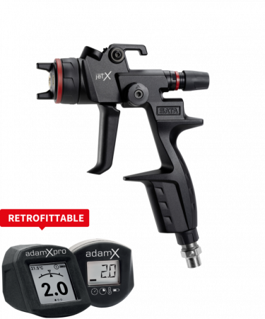 Pistoale cana sus (gravity) - Pistol de vopsit, SATAjet® Jet X Digital Ready, model HVLP pentru vopsea ori RP pentru lac, duza la alegere (fara cana)