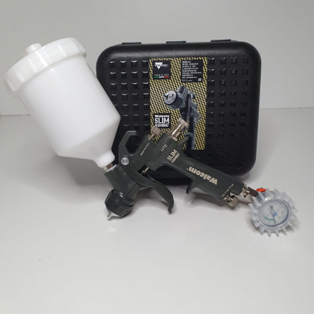 Pistol de vopsit, Walcom Slim KOMBAT HTE 8030xx, cupa plastic 600 ml, duza la alegere, valiza, regulator aer, consum aer incepand cu 250 l/min [11]