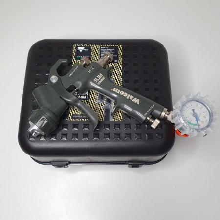 Pistol de vopsit, Walcom Slim KOMBAT HTE 8030xx, cupa plastic 600 ml, duza la alegere, valiza, regulator aer, consum aer incepand cu 250 l/min [14]