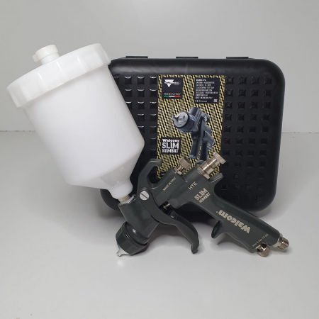 Pistol de vopsit, Walcom Slim KOMBAT HTE 8030xx, cupa plastic 600 ml, duza la alegere, valiza, regulator aer, consum aer incepand cu 250 l/min [10]