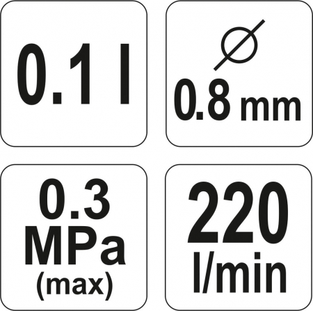Pistol de vopsit pentru retus, Yato YT-2357, cupa plastic 100 ml, duza 0.8 mm, consum aer 220 l/min [3]