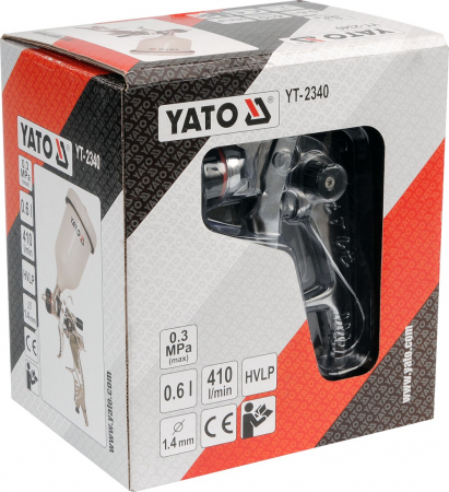 Pistol de vopsit Yato YT-2340, cupa plastic 600 ml, duza 1.4 mm [1]