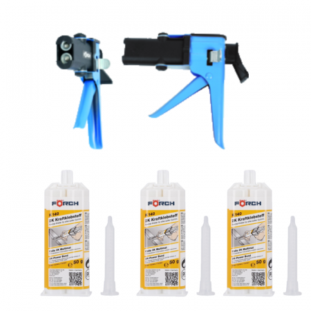 2. CONSUMABILE - Pachet promotional. Forch K140, 1 pistol, 3 adeziv bicomponet, 10 duze amestec