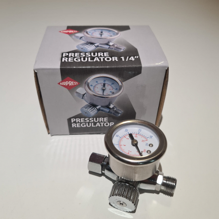 Regulator de presiune aer cu manometru mecanic, Airpress 45748-R, montare pe furtun, cupla 1/4, maxim 10 bar [3]