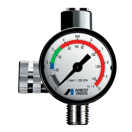1. PISTOALE VOPSIT - Regulator de presiune aer cu manometru mecanic, Anest Iwata Impact Controller 2, montare pe furtun, cupla 1/4, maxim 10 bar