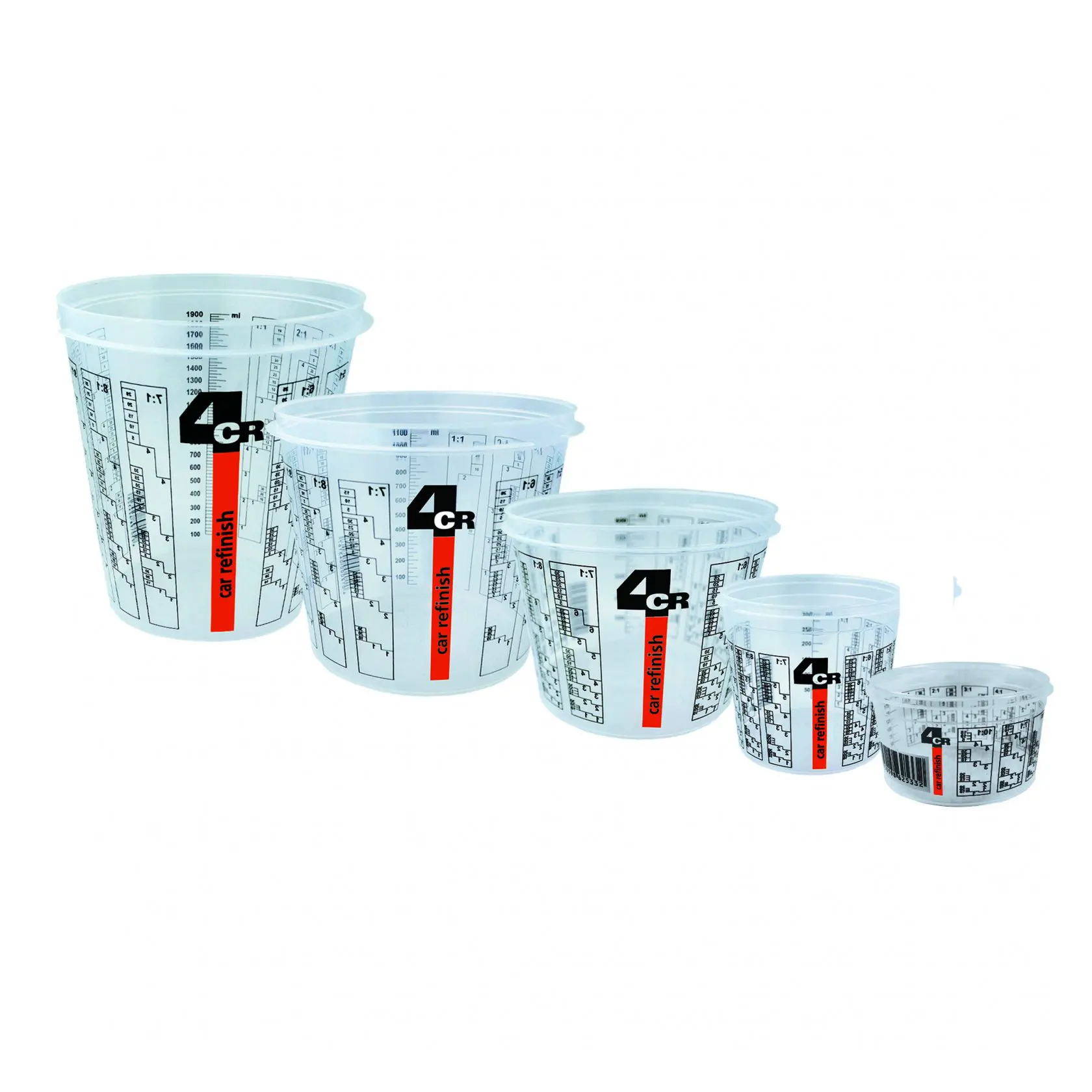 Cupe mixare - Pahare gradate, 4CR 7700, pentru vopsea, cani de mixare + capace, diferite marimi