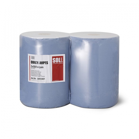 2. CONSUMABILE - Rola hartie, Soll Qwick Wipes, 500 servetele, culoare albastru, dimensiune 380x360mm