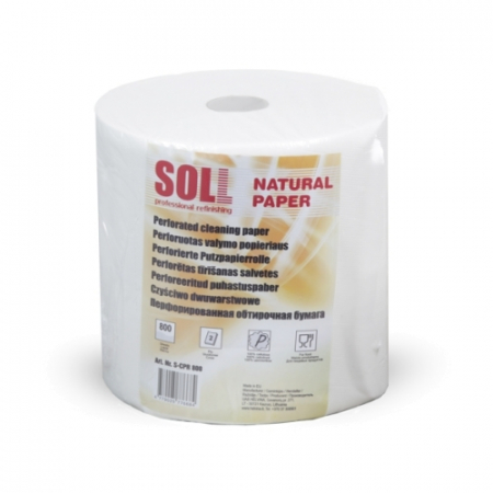 2. CONSUMABILE - Rola hartie, Soll Natural Paper, 800 servetele, 2 straturi, culoare alb, dimensiune 250x260 mm