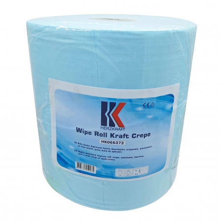 2. CONSUMABILE - Laveta degresat, Herzkraft 066373, pentru vopsea pe baza de apa si solvent, culoare albastru, rola cu 500 buc