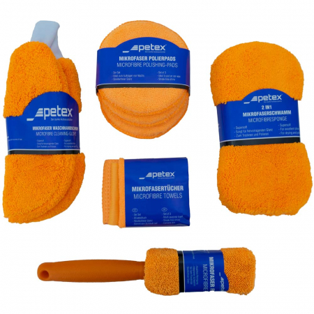 2.15 Detailing Auto - Set curatare, Petex 8800, culoare portocaliu, din microfibra, 9 piese