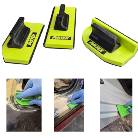 3. SCULE - Set blocuri de slefuit, Pyktek Italia PKMP25, cu prindere velcro 3 piese + sablon taiat abraziv