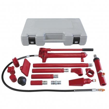 Set presa hidraulica tinichigerie, GYS 052338, cilindru hidraulic de 10 tone, contine accesorii pentru tinichigerie [1]