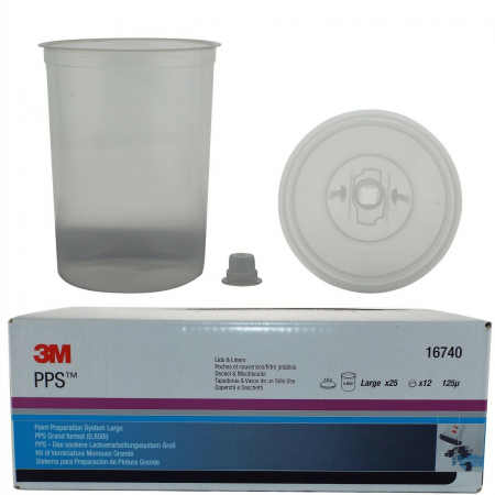 1. PISTOALE VOPSIT - Sistem aplicat vopseaua, 3M™ PPS™ Mare, contine 25 pungi, 25 capace, filtru 125 microni, 0.9 litri