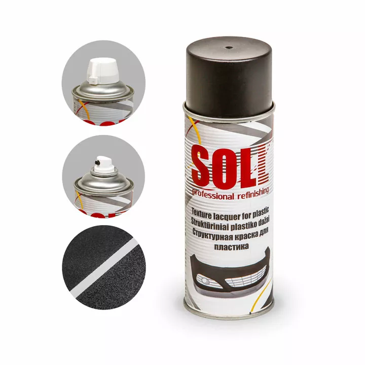 2. CONSUMABILE - Spray vopsea texturat, Soll S700010, negru efect plastic pentru bara, bandouri, cantitate 400 ml