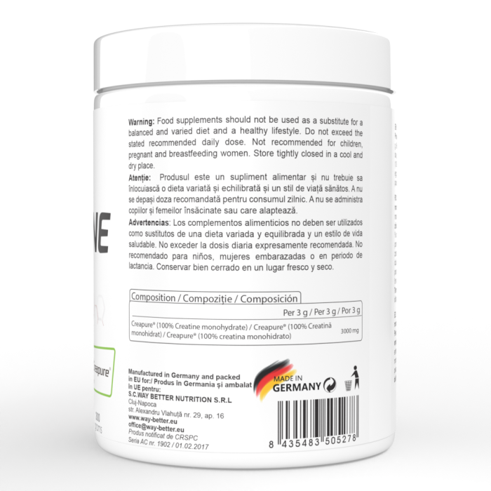 Creatină Creapure® pudră – creatină monohidrat pură 300g [2]