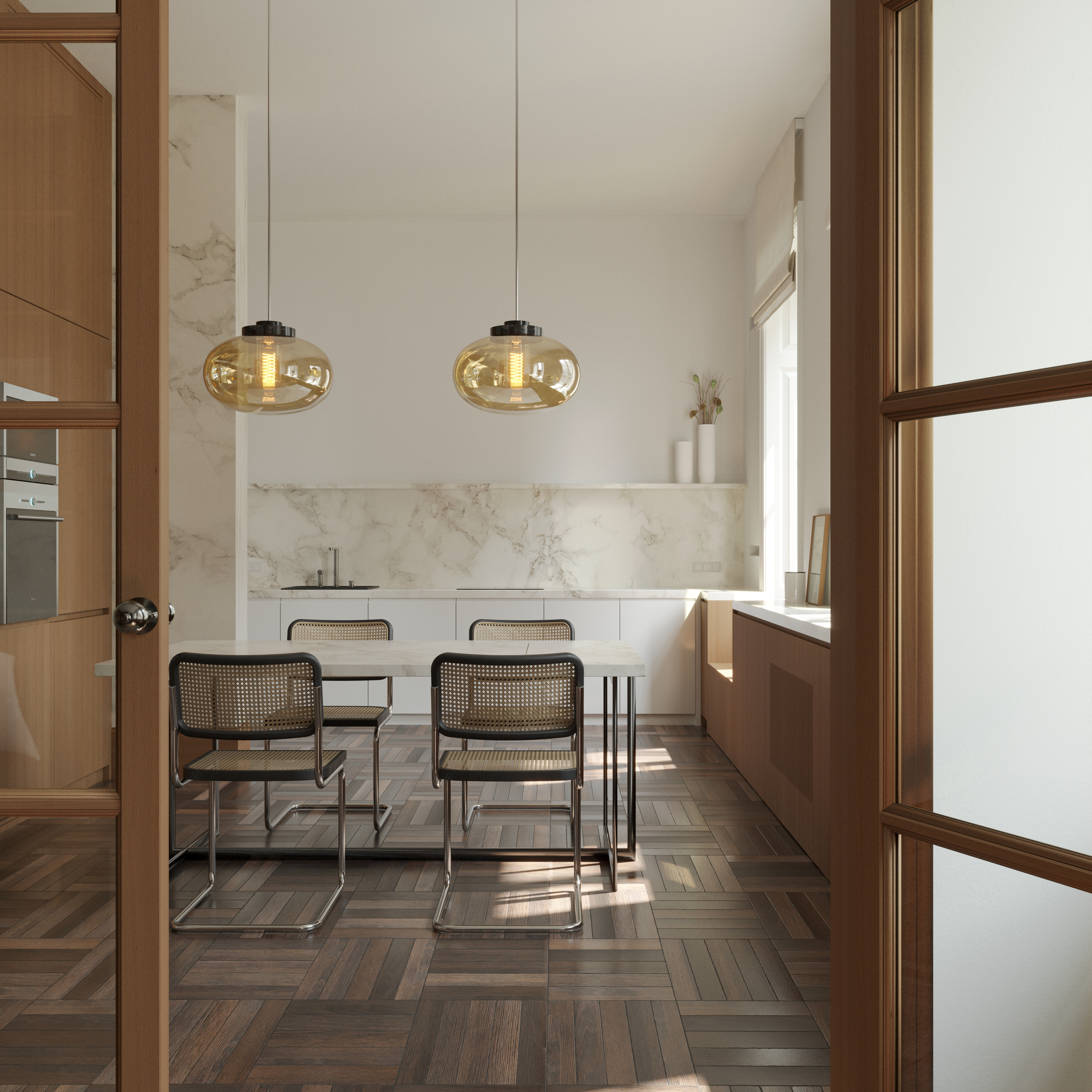 MAXLIGHT P0516 Lustre simple MOONSTONE AMBER GLASS+BLACK MARBLE [5]