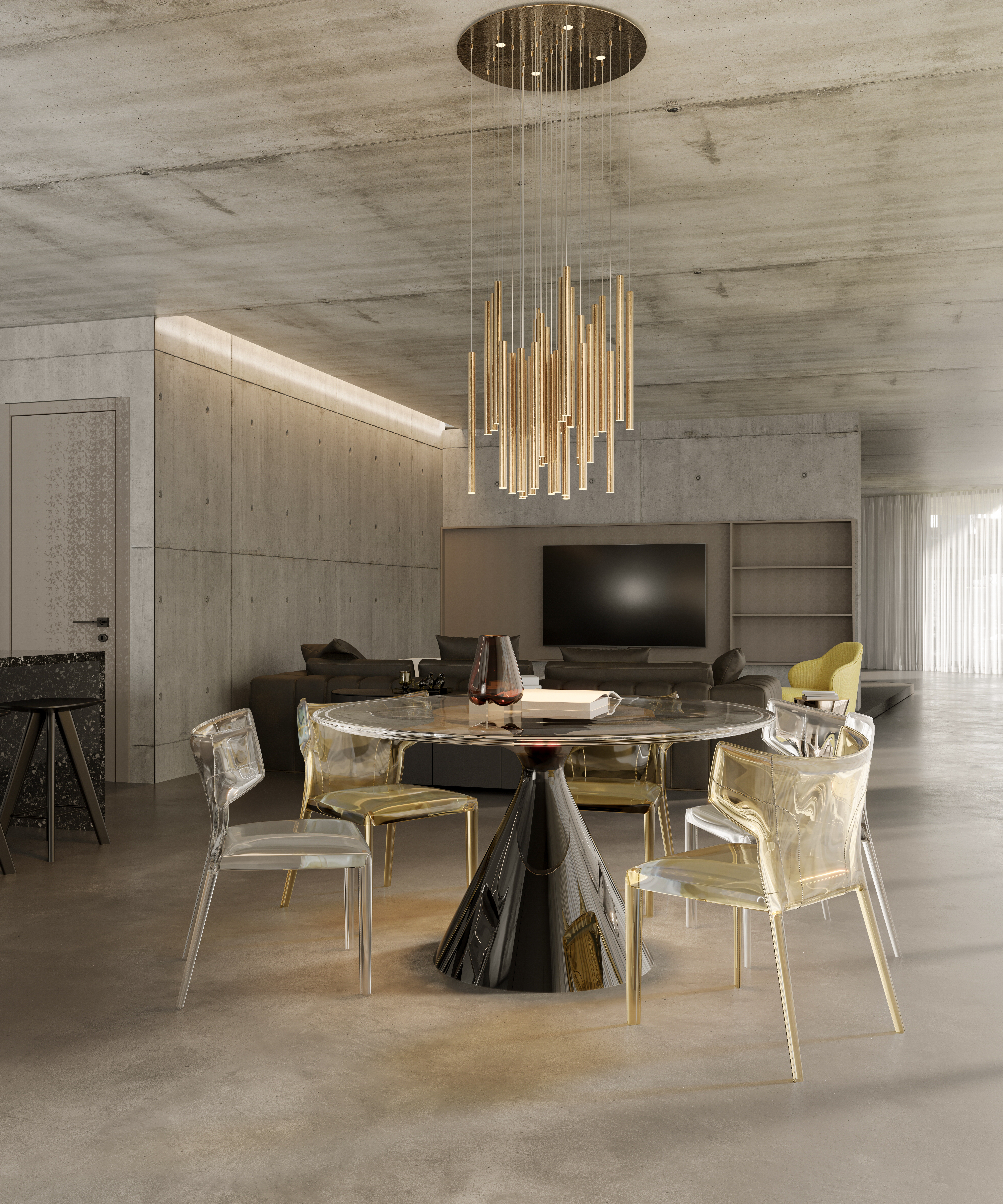 MAXLIGHT P0476D Lustre simple ORGANIC 33x1  Auriu Periat - dimmabil [5]