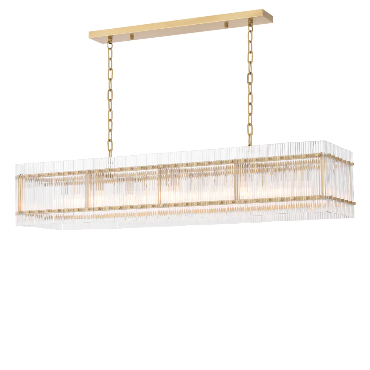 114386 Chandelier Ruby rectangular Antique brass finish | clear glass [3]