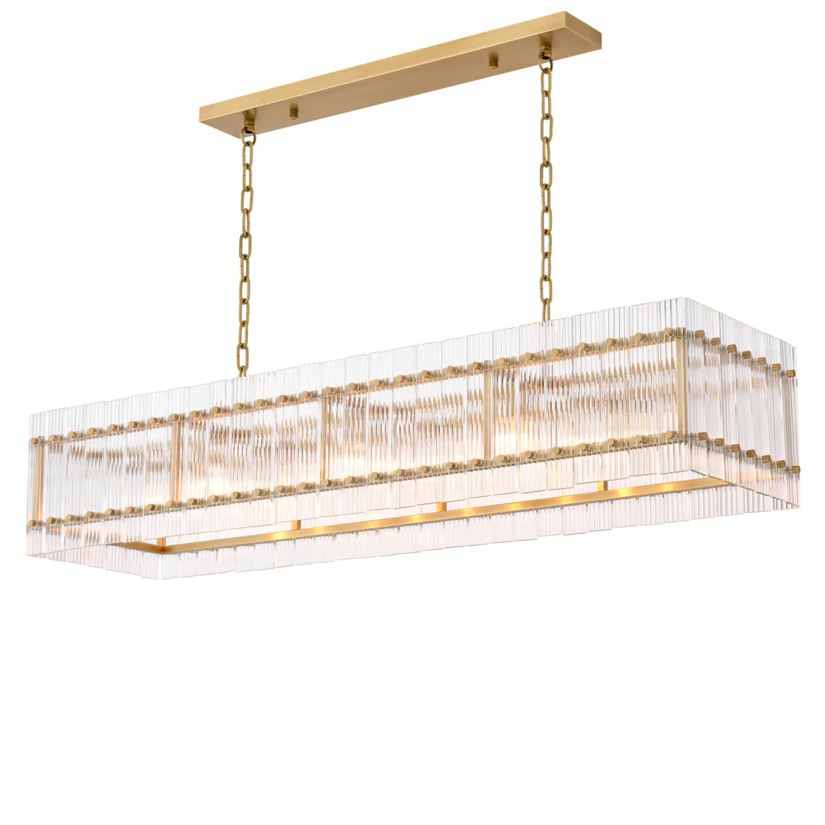 114386 Chandelier Ruby rectangular Antique brass finish | clear glass [5]