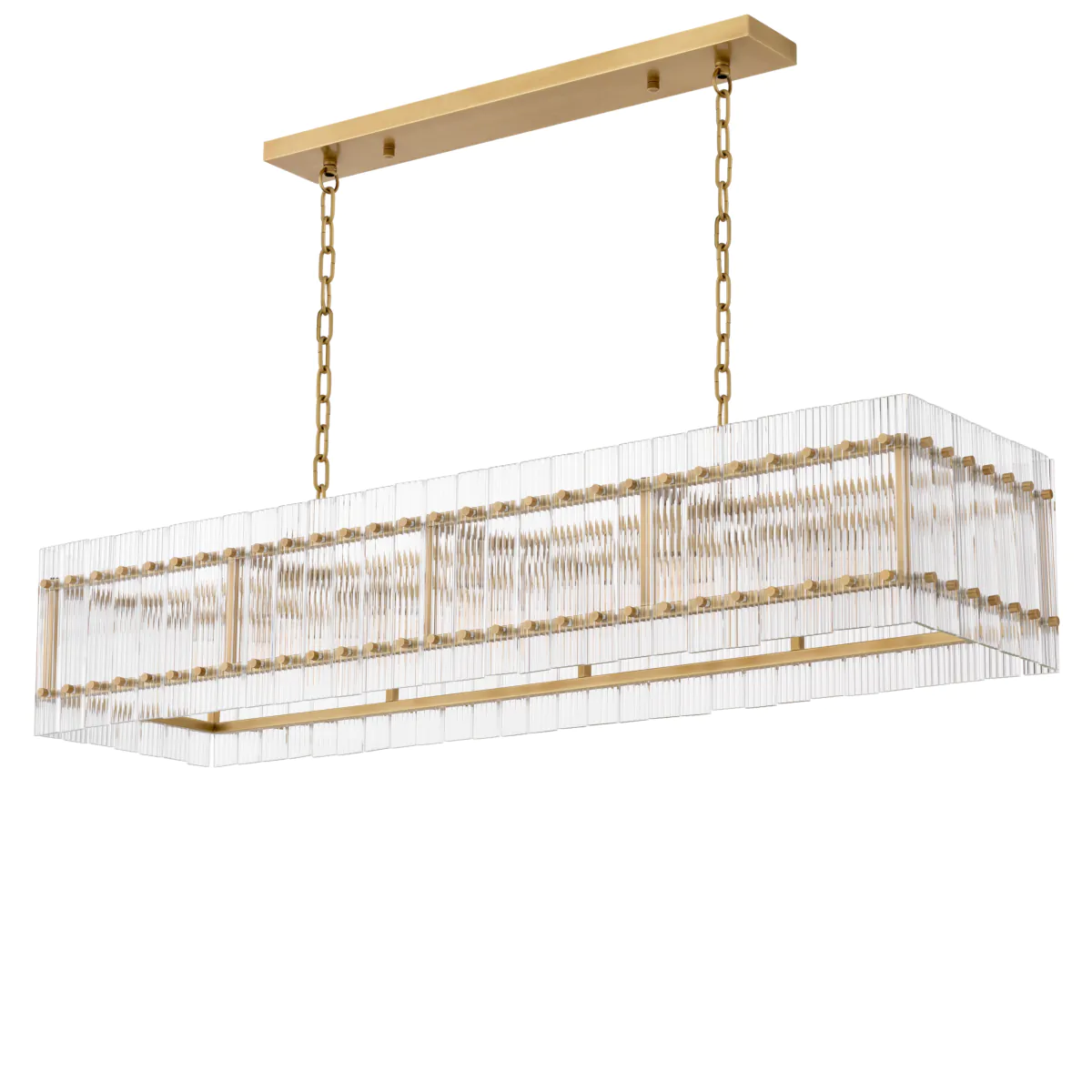 114386 Chandelier Ruby rectangular Antique brass finish | clear glass [4]