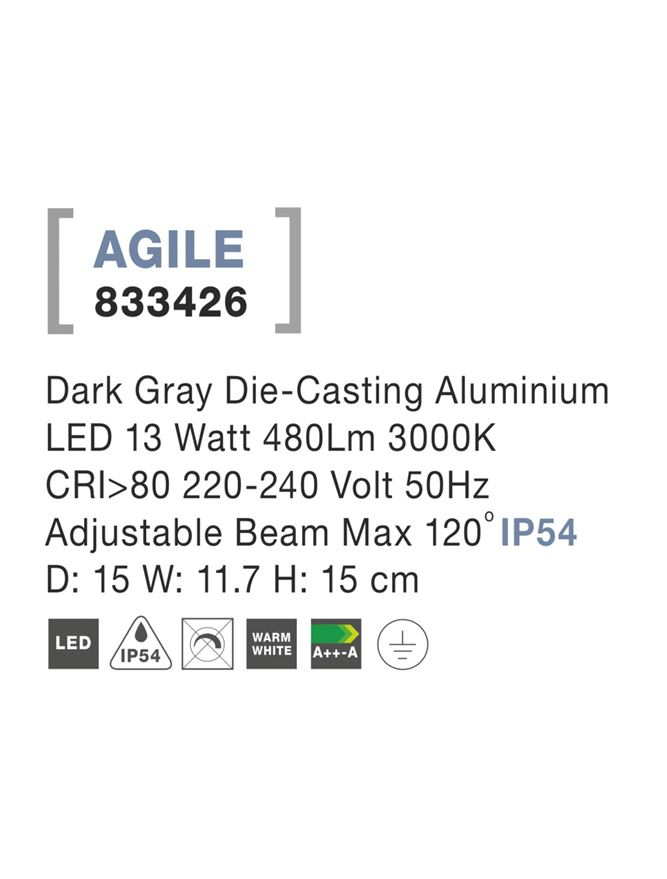 AGILE aplica exterioara LED 833426 [4]