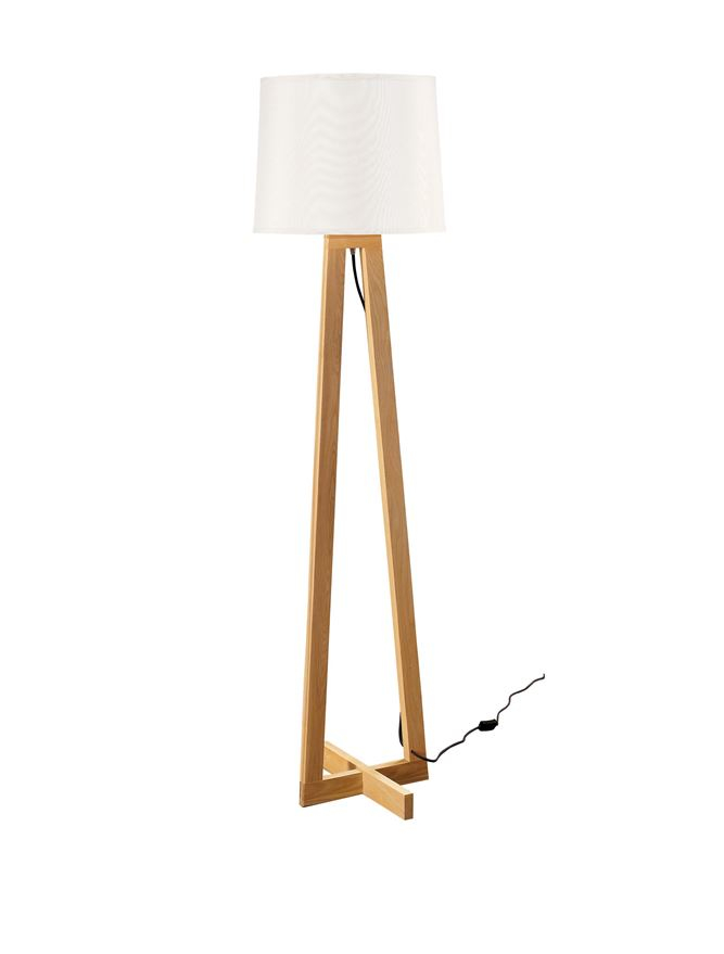 ALMA lampadar - 40202 - Natural Wood Sand White Shade Black Fabric Wire [2]