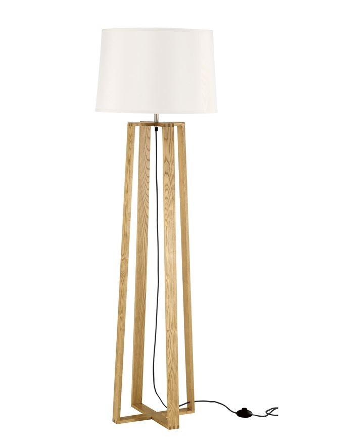 ALMA lampadar - 60202 - Natural Wood Sand White Shade Black Fabric Wire [2]