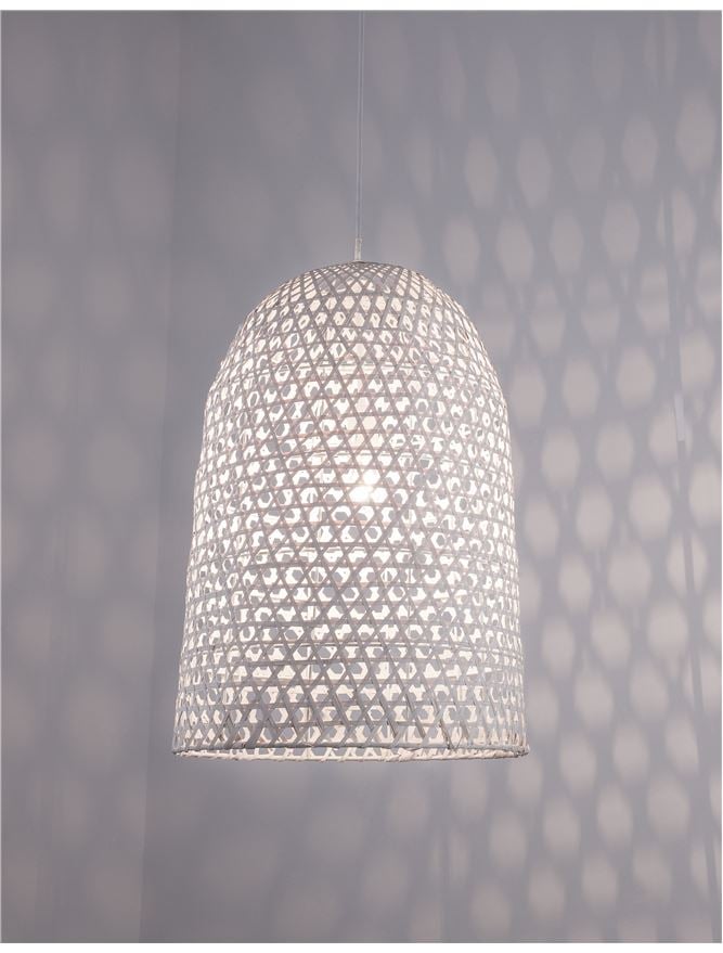 AURORA suspensie SP1 - 9586682 - White Bamboo White Fabric Wire & Base [1]