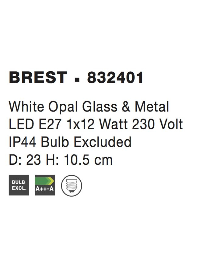 BREST plafoniera - 832401 - White Opal Glass & Metal [4]