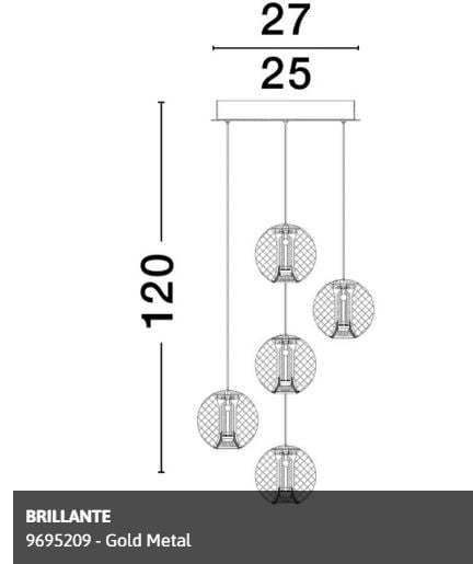 Suspensie moderna Brillante 3 brate - 9695208 - Nova Luce [5]