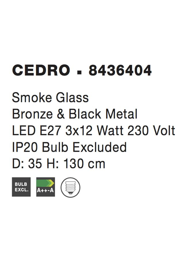 CEDRO suspensie SP3 - 8436404 - Smoky Glass Bronze & Black Metal [4]
