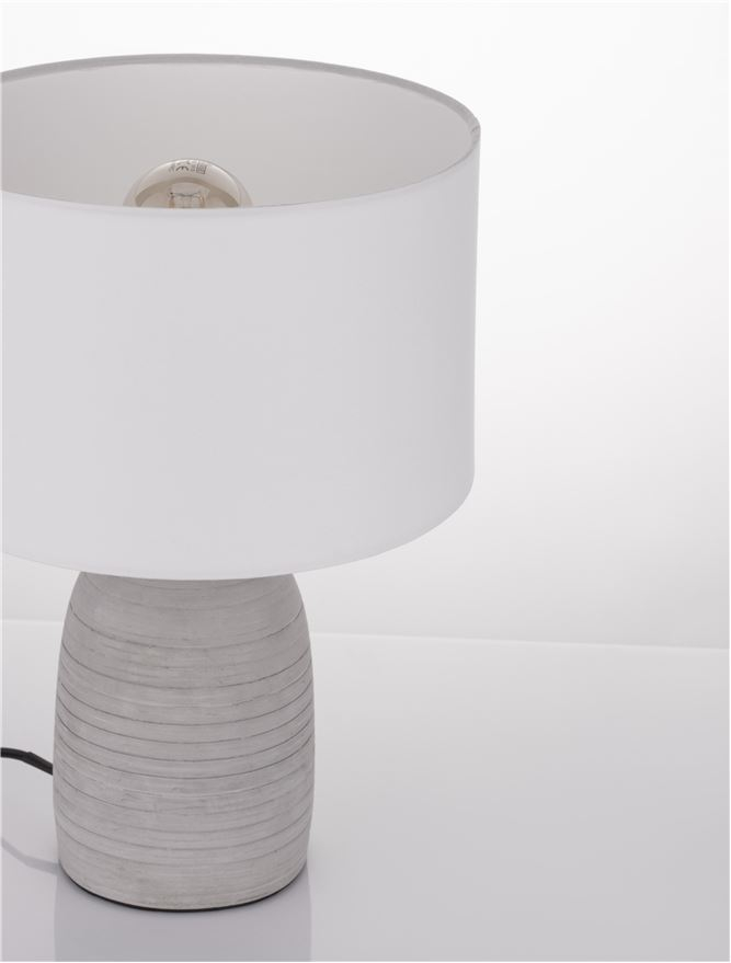 CHEMPO veioza - 9050166 - Grey Concrete & Metal White Fabric Shade [3]