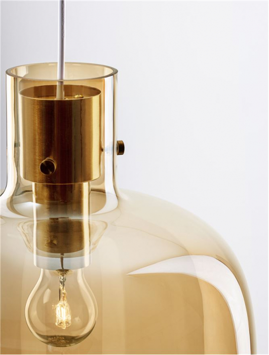 Cinzia Suspensie mare moderna -  9236640 - Champagne Glass & White Cord & Brass gold Metal [4]