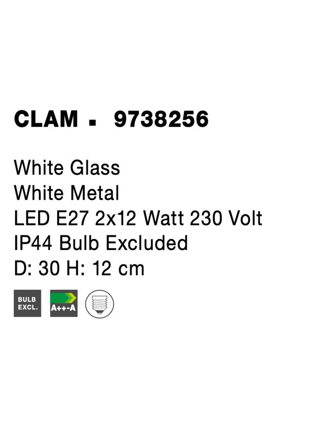 CLAM plafoniera - 9738256 - White Glass White Metal [6]