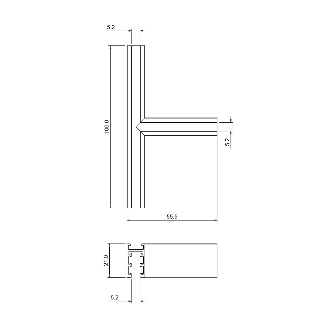 Surface-mounted corner T magnetic track 5mm [3]
