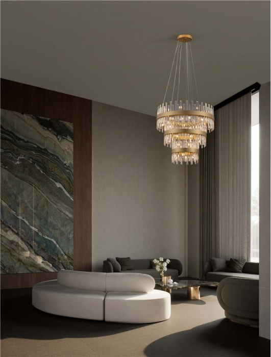 CROWN Suspension LAMP, 42L.,  diam 75+55+35 - GOLDEN - Nova Luce [1]