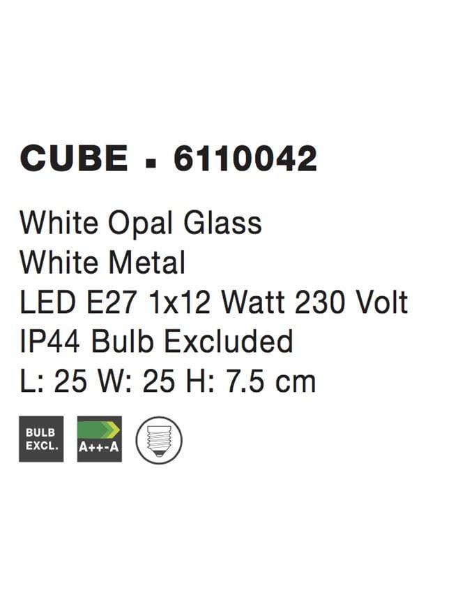 CUBE plafoniera - 6110042 - White Opal Glass & White Metal [3]