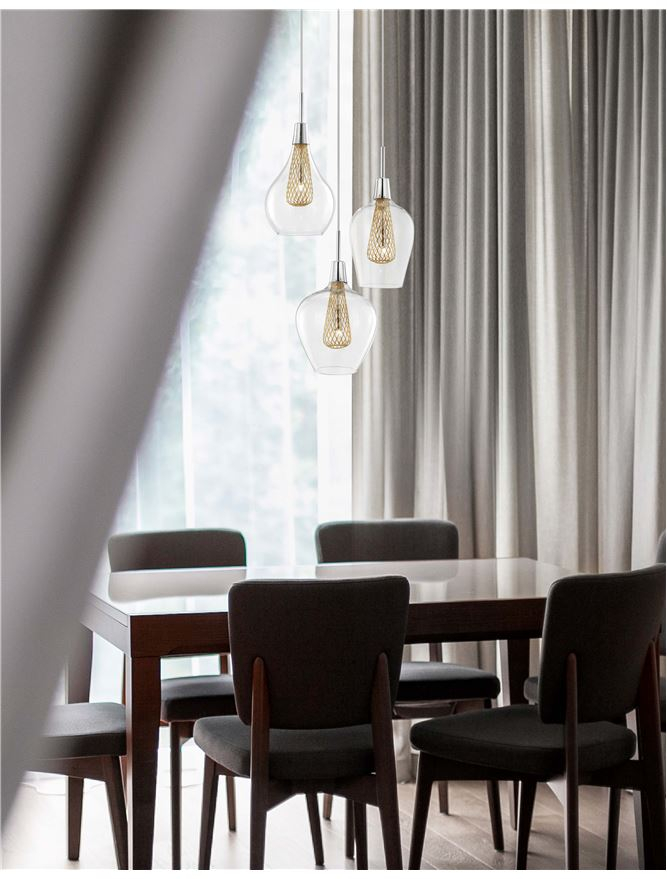 FILO suspensie SP1 - 1500202803 - Chrome Aluminium Clear Glass & Gold Frame [1]