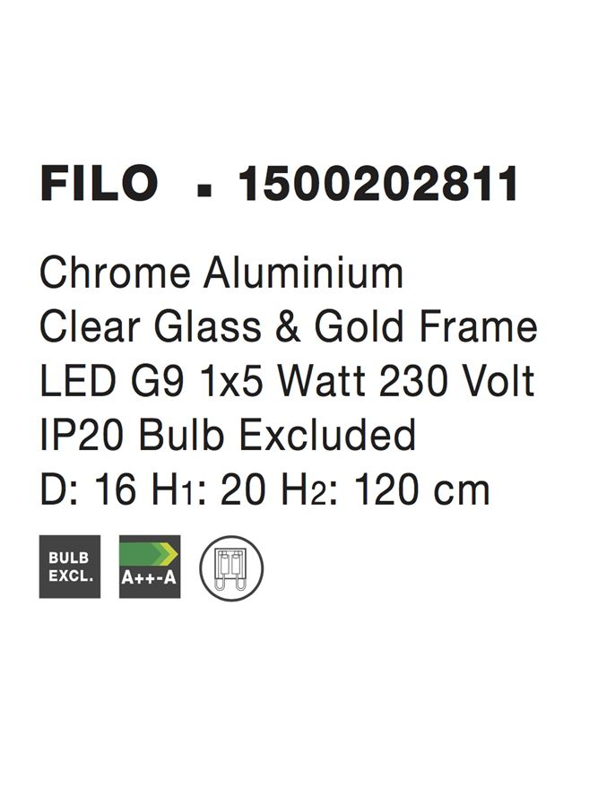 FILO suspensie SP1 - 1500202811 - Chrome Aluminium Clear Glass & Gold Frame [4]