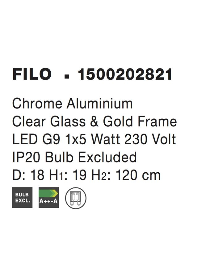 FILO suspensie SP1 - 1500202821 - Chrome Aluminium Clear Glass & Gold Frame [4]