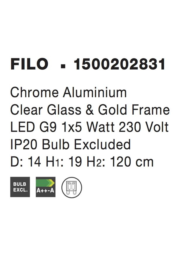 FILO suspensie SP1 - 1500202831 - Chrome Aluminium Clear Glass & Gold Frame [4]
